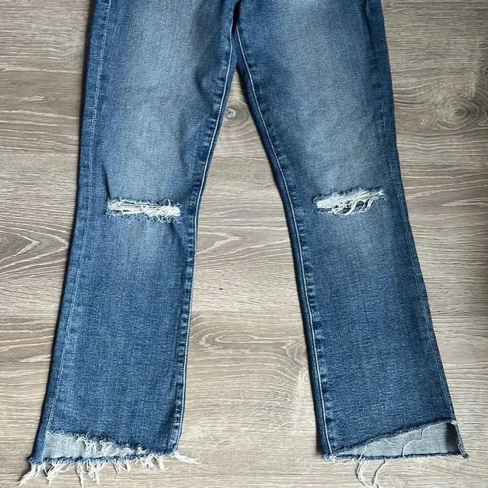Mother The Insider Crop Step Fray Jeans in Reckless On A Shiny White Vespa - Picture 7 of 16